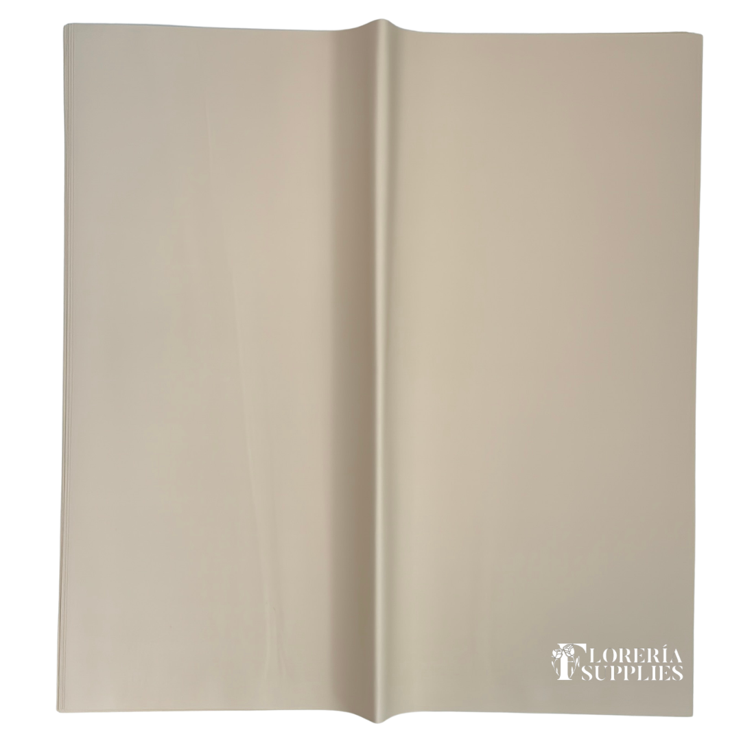 Cream Solid Floral Wrapping Paper