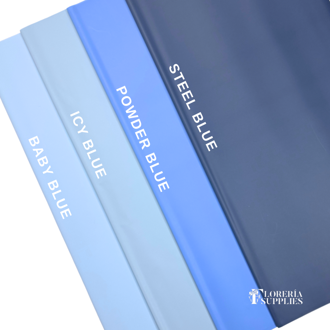 Icy Blue Semi Transparent Floral Wrapping Paper