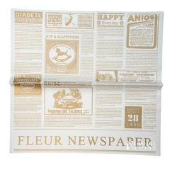 Newspaper Print White/Gold Transparent Floral Wrapping Paper