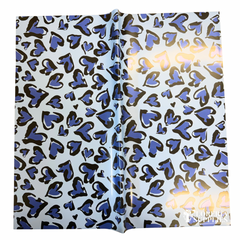 Cheetah Print Heart Blue Floral Wrapping Paper