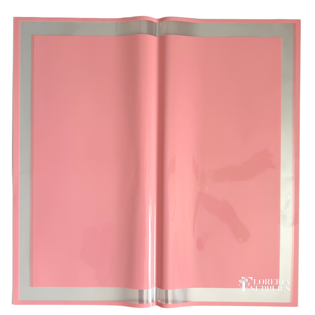 Clear Frame Floral Wrapping Paper - Pink