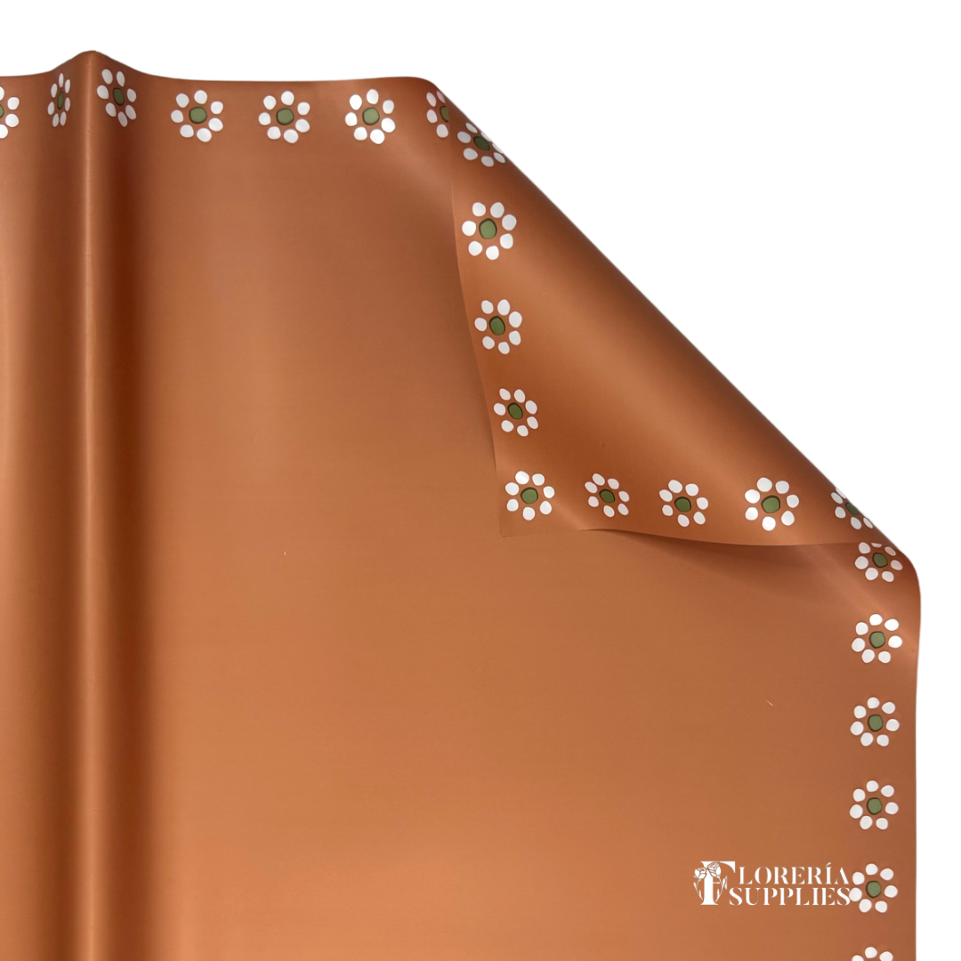 Barro Inspired/ Flower Edge Brown Floral Wrapping Paper