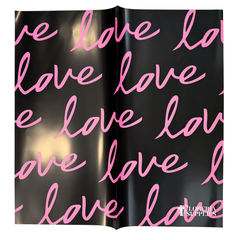 Love Print Floral Wrapping Paper - Black
