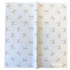 Bow Print White/Gold Floral Wrapping Paper