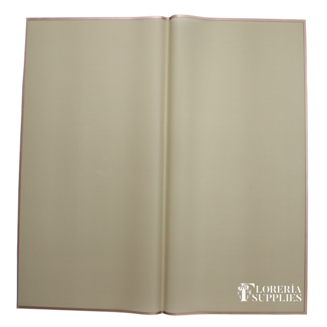 Gold Edge Beige Floral Wrapping Paper