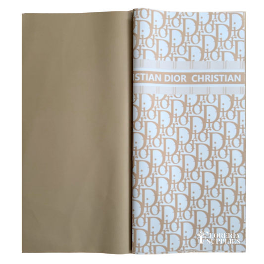 DR Beige W/ White Base Floral Wrapping Paper