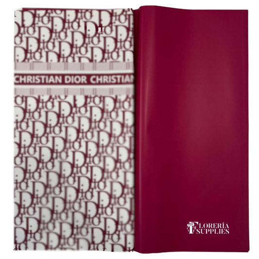 DR Wine Red W/ White Base Floral Wrapping Paper