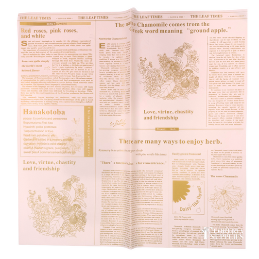 Newspaper Print Pink Transparent Floral Wrapping Paper