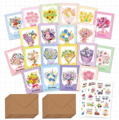Bouquet Note Card Pack - 20 Pieces