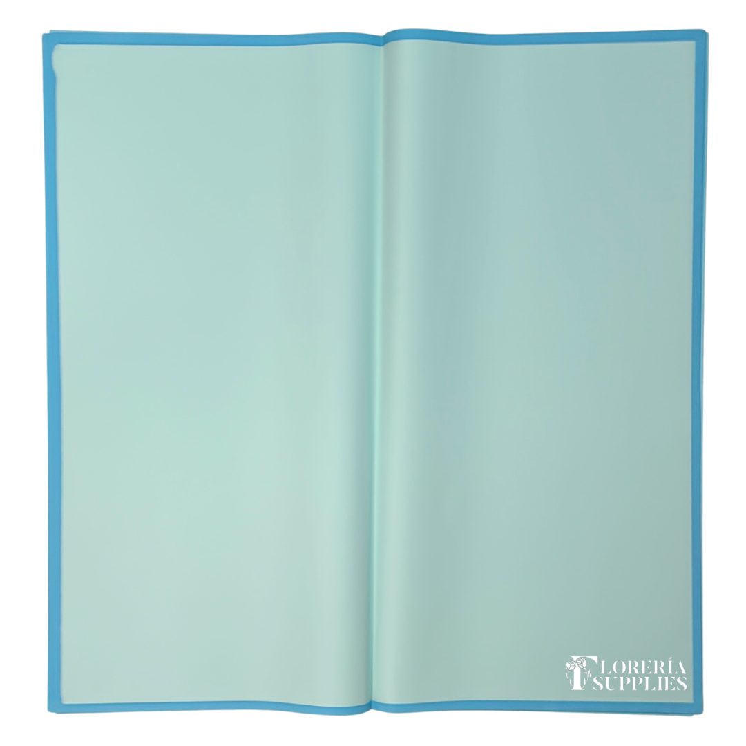 Frosted Edge Baby Blue Floral Wrapping Paper