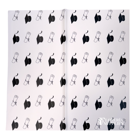 White Graduation Floral Wrapping Paper