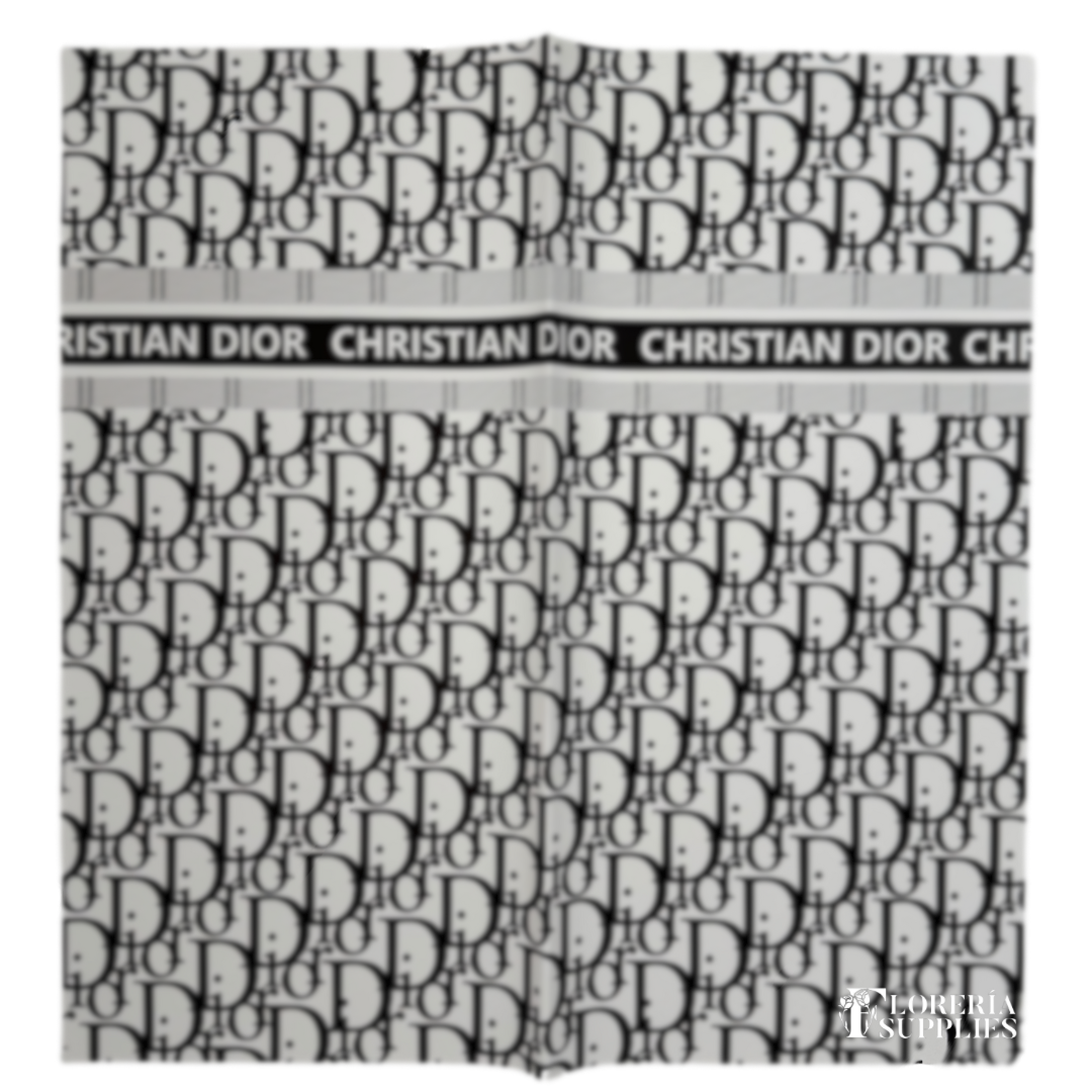 DR Black W/ White Base Floral Wrapping Paper