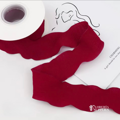 Ruffled Burgundy Ribbon - 10 Yards