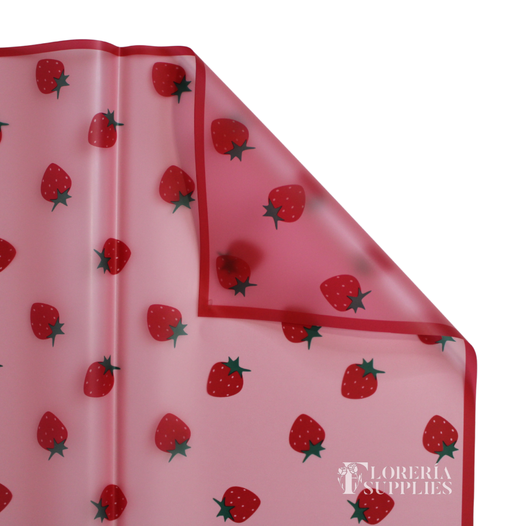 Red Strawberry Print Floral Wrapping Paper