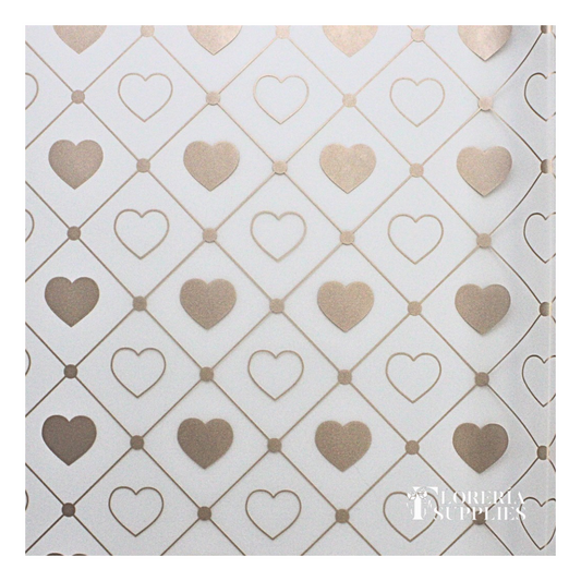 Heart Print Rose Gold Floral Wrapping Paper