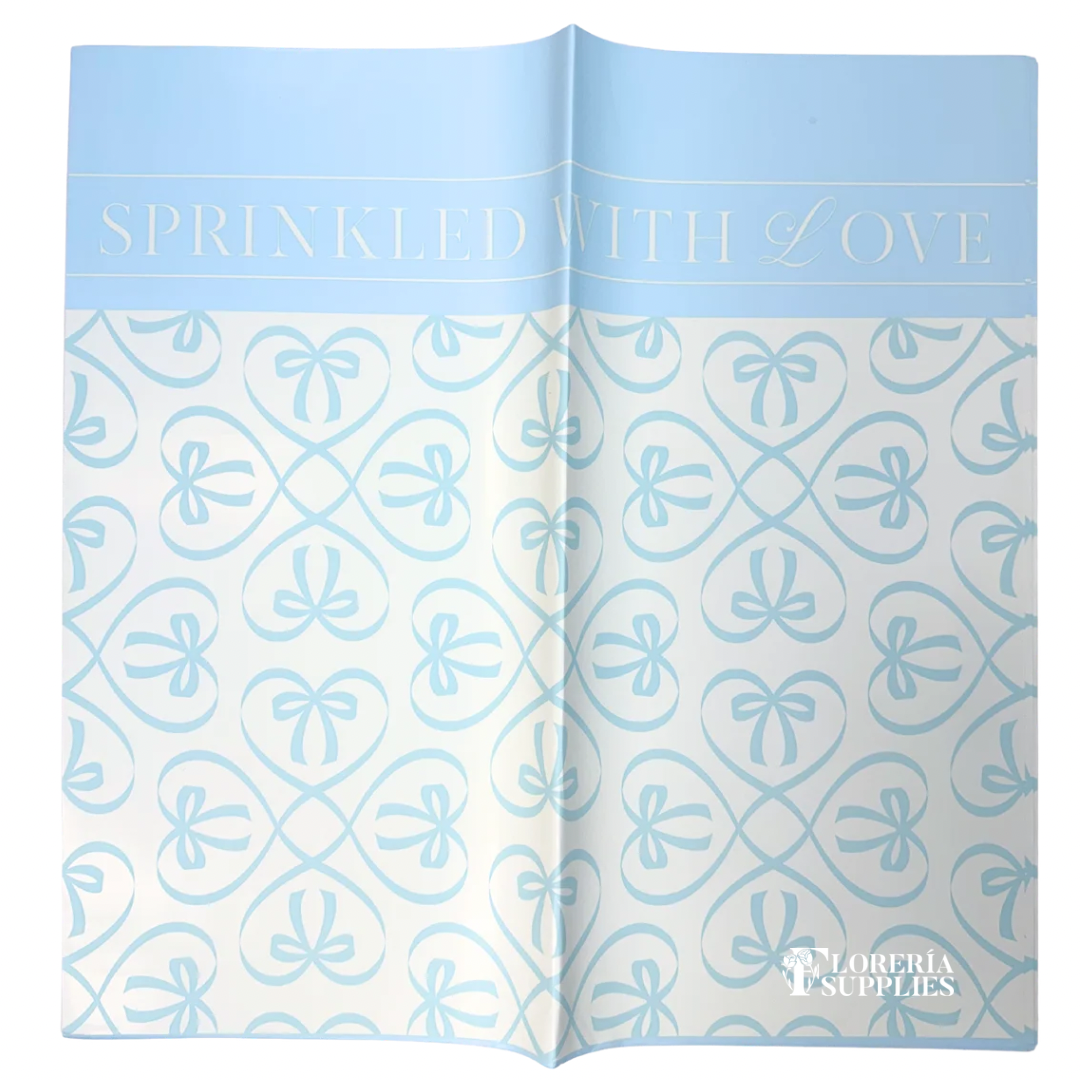 Sprinkled With Love Blue Floral Wrapping Paper