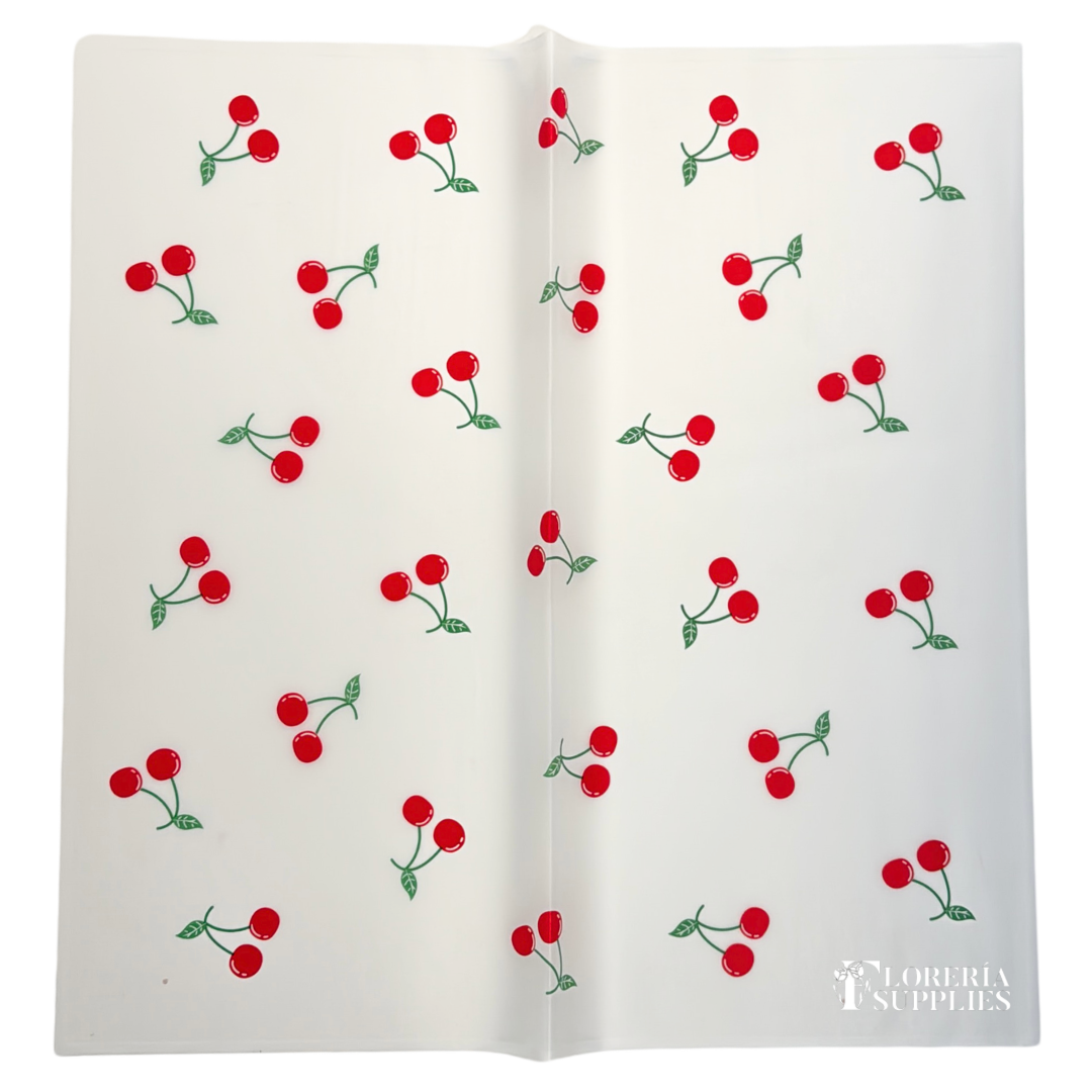 Cherry Print Semi Transparent - White