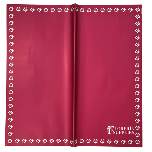 Burgundy Barro Inspired/Flower Edge Floral Wrapping Paper