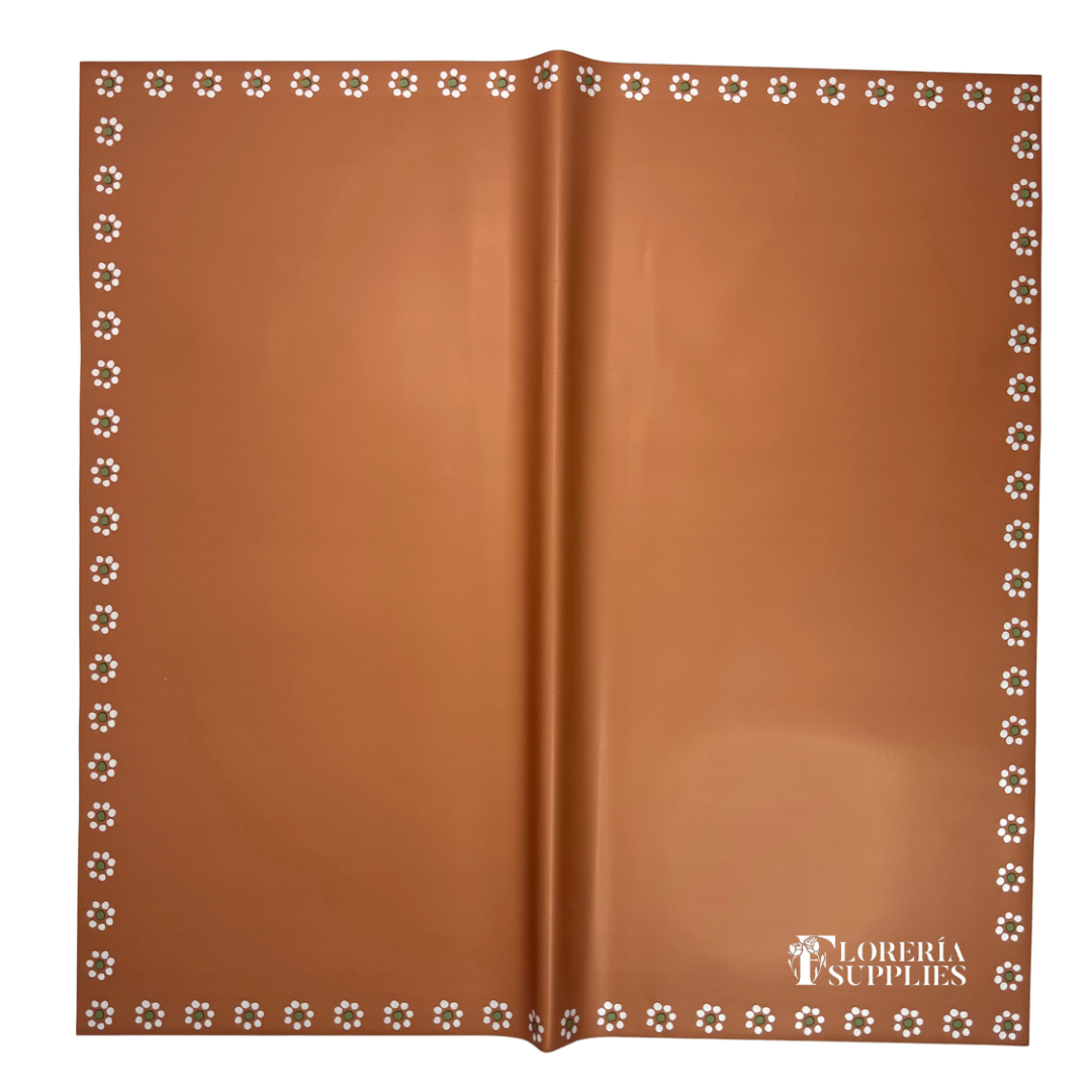 Barro Inspired/ Flower Edge Brown Floral Wrapping Paper