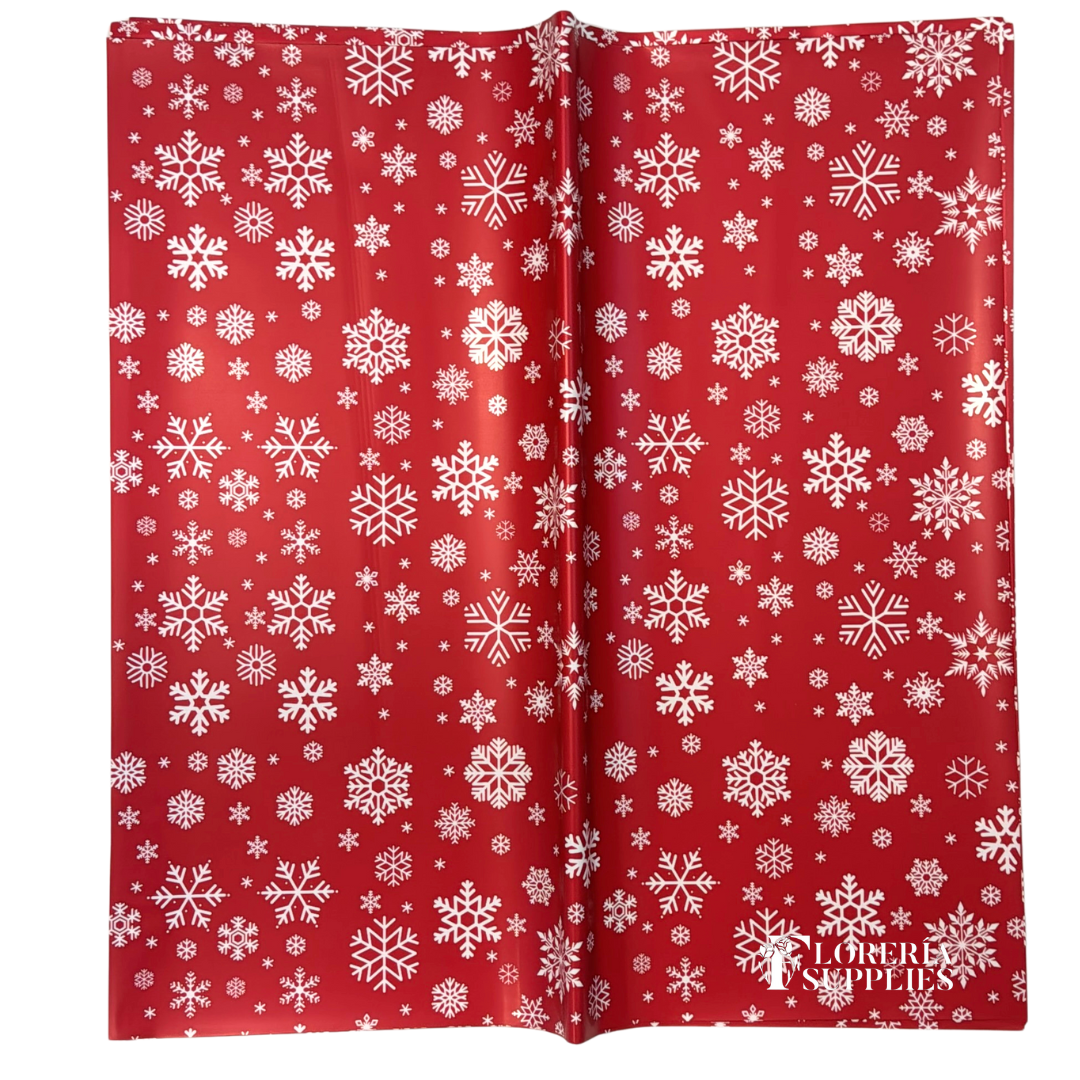 Red Snowflake Floral Wrapping Paper