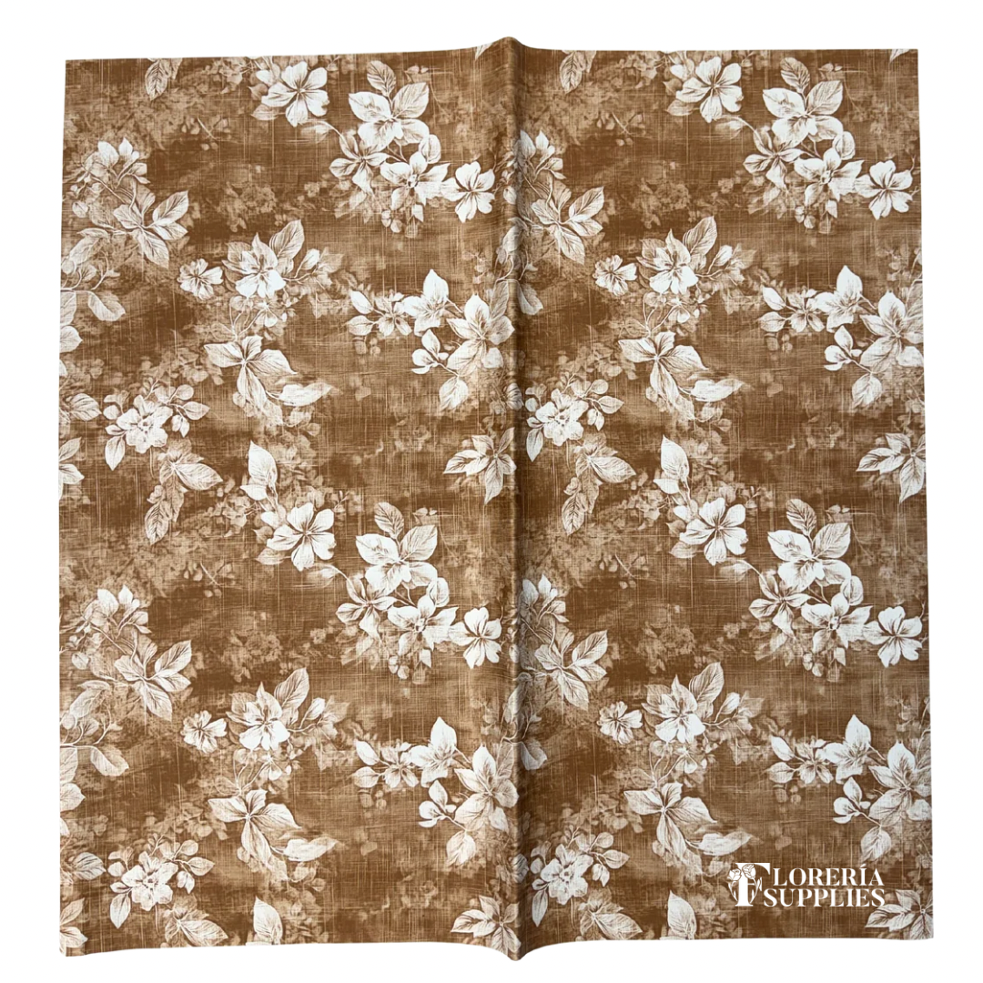 Woven Brown Floral Wrapping Paper