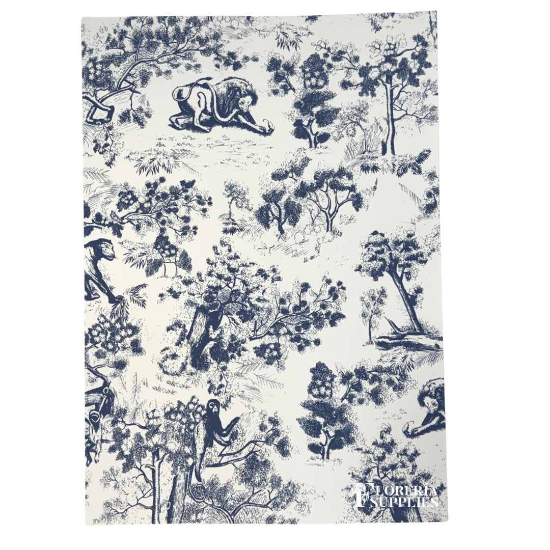 Blue Animal Toile Floral Wrapping Paper