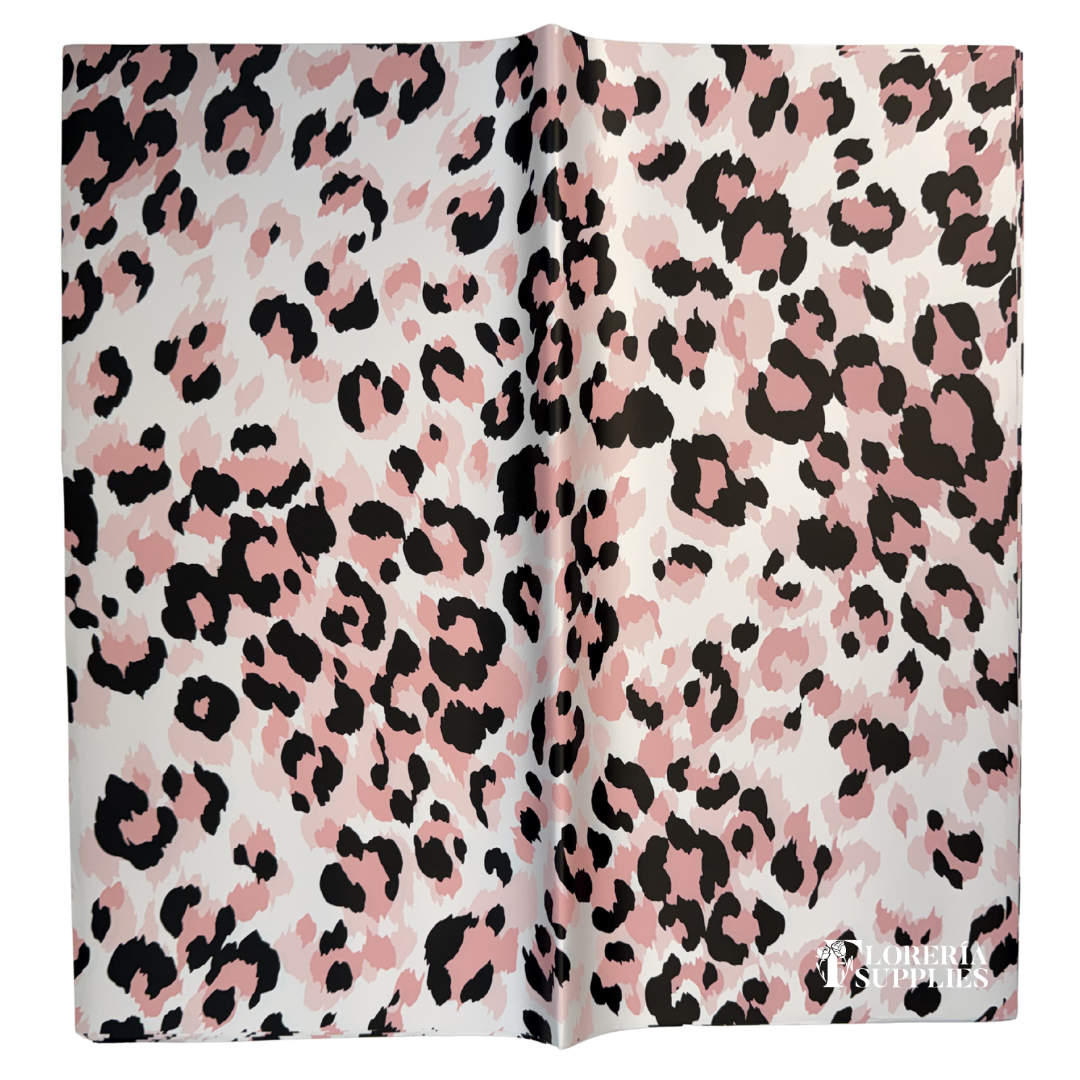 Pink Leopard Print Floral Wrapping Paper