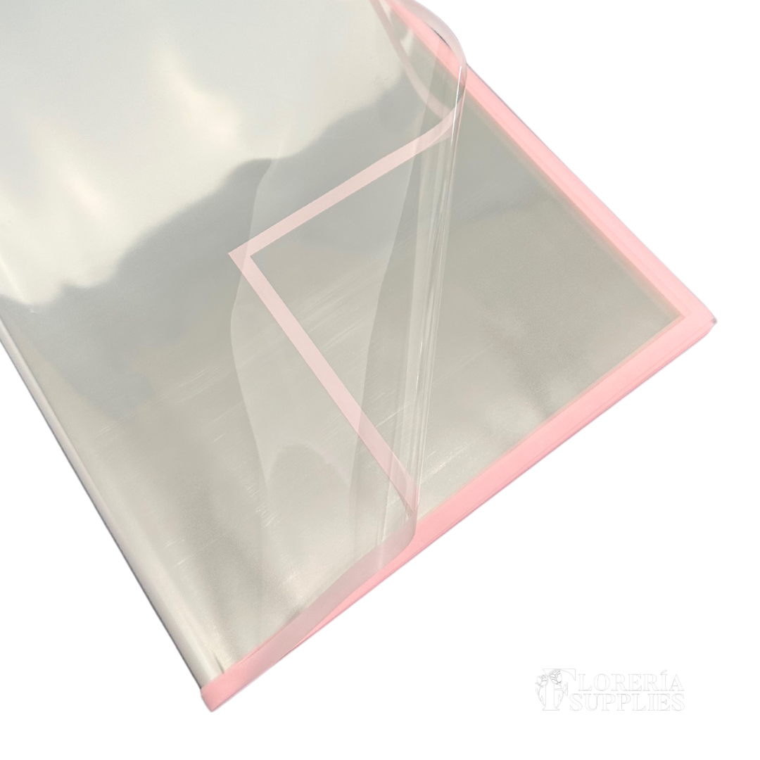 Clear Pink Border Floral Wrapping Paper