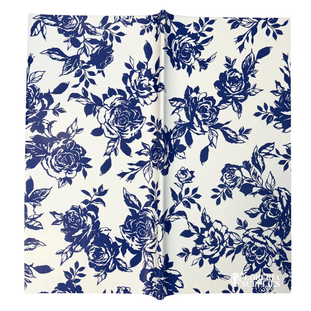 Rose Solid Floral Wrapping Paper - Blue