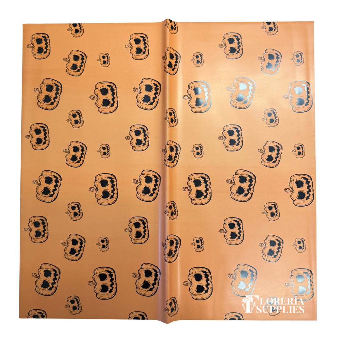 Pumpkin Orange Floral Wrapping Paper
