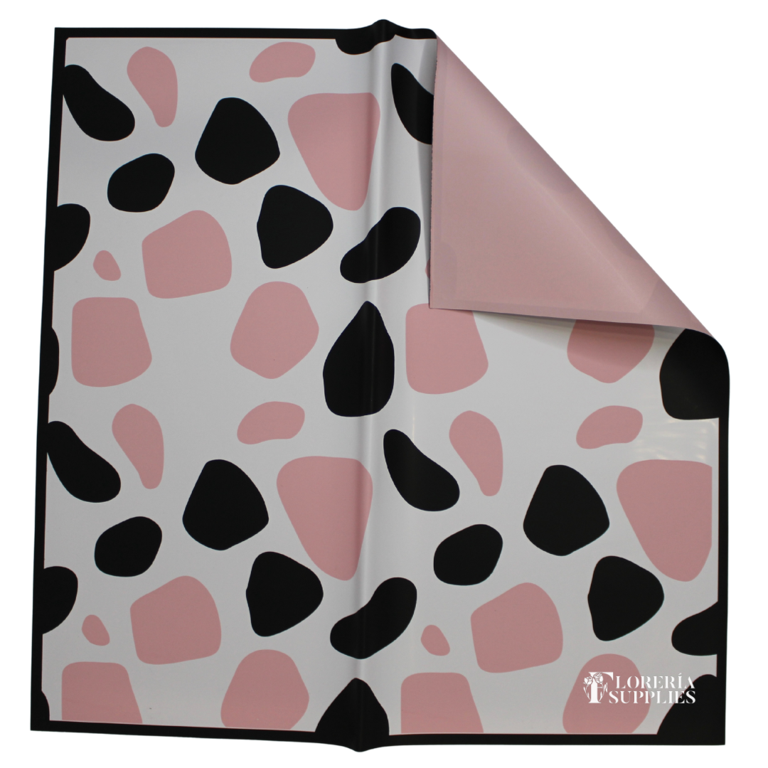 Pink Cow Print Floral Wrapping Paper