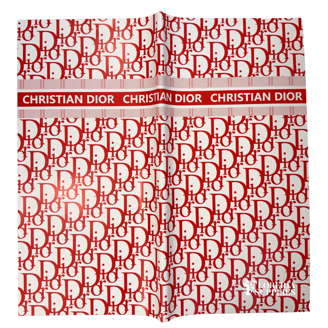 DR Red W/ White Base Floral Wrapping Paper