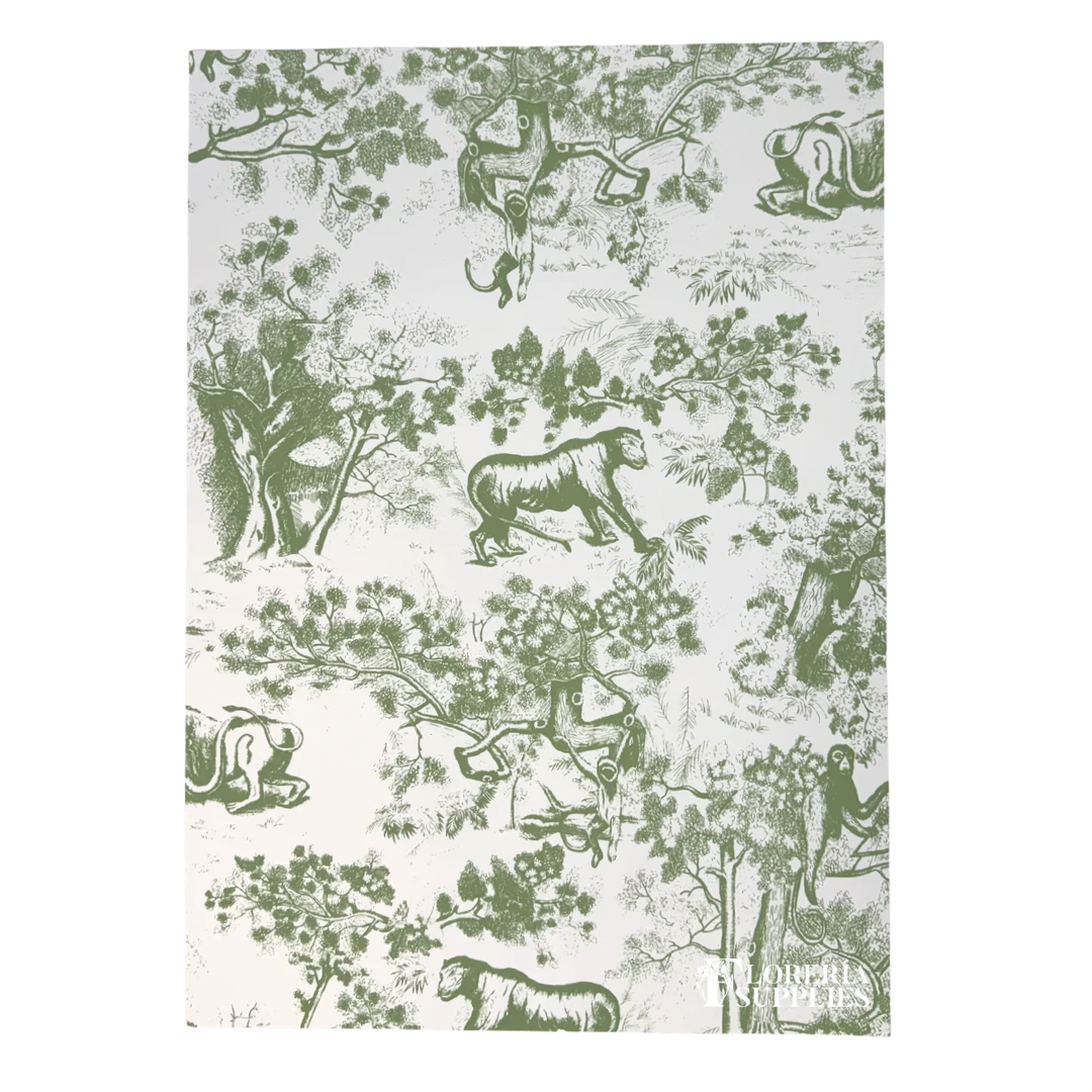Green Animal Toile Floral Wrapping Paper