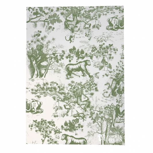 Green Animal Toile Floral Wrapping Paper