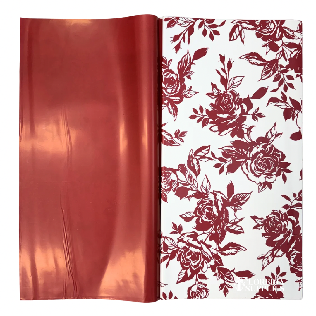Rose Solid Floral Wrapping Paper - Red