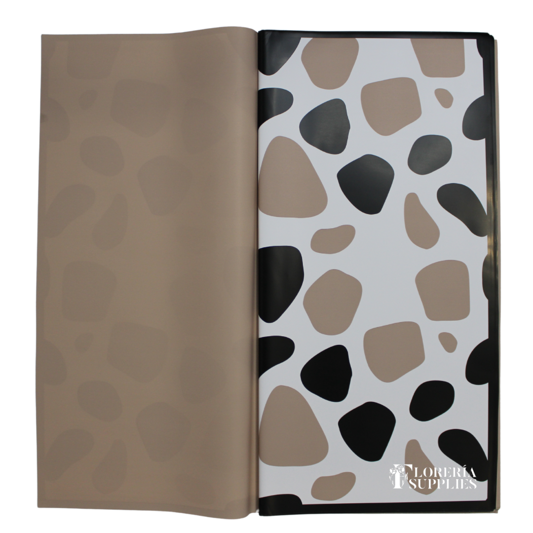 Brown Cow Print Floral Wrapping Paper