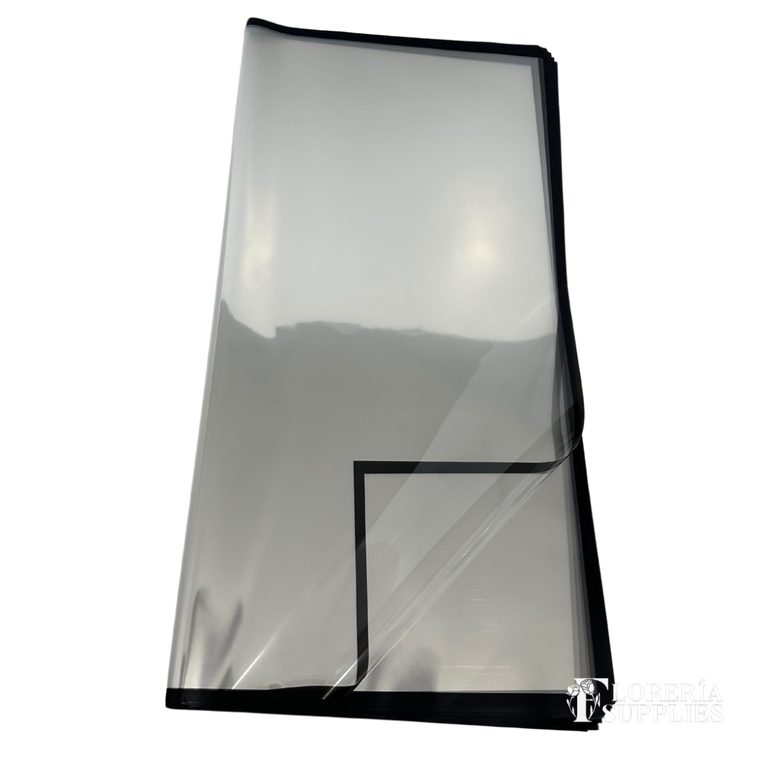 Clear Black Border Floral Wrapping Paper