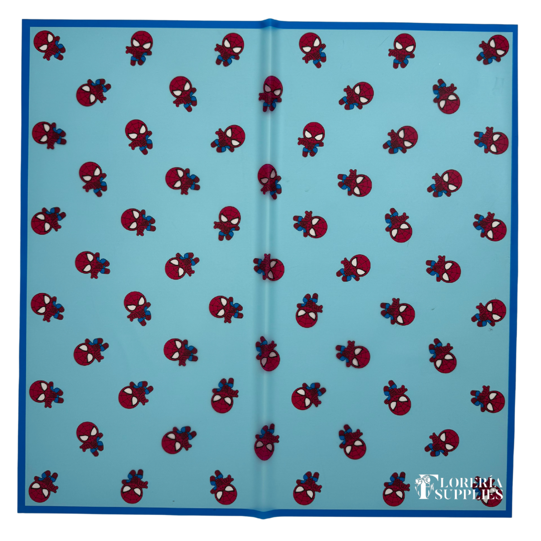 Spiderman Print Blue Floral Wrapping Paper