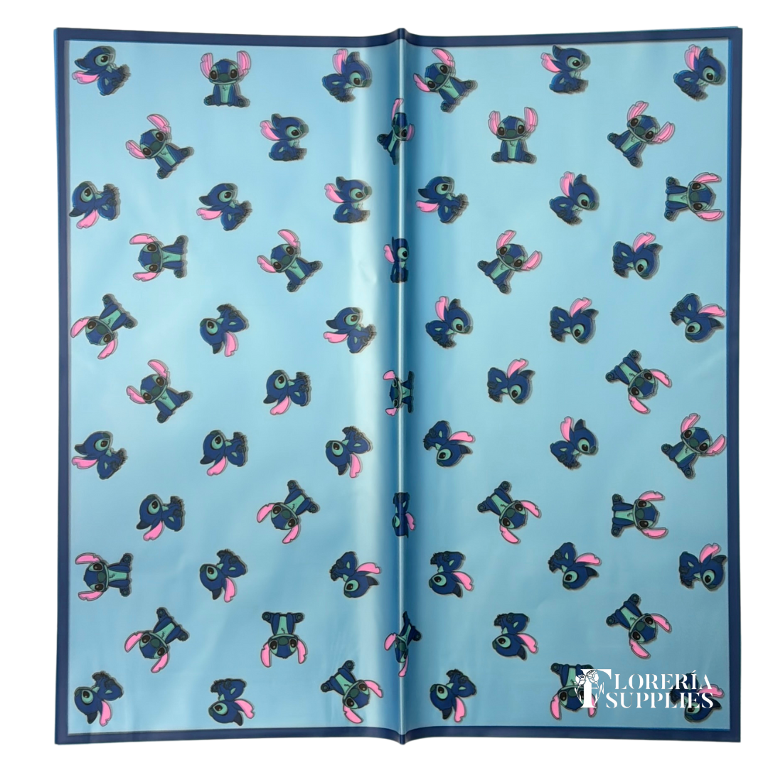 Stitch Dark Blue Floral Wrapping Paper