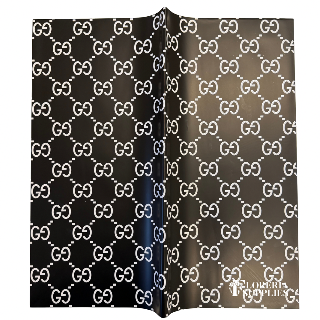 GG Black Floral Wrapping Paper