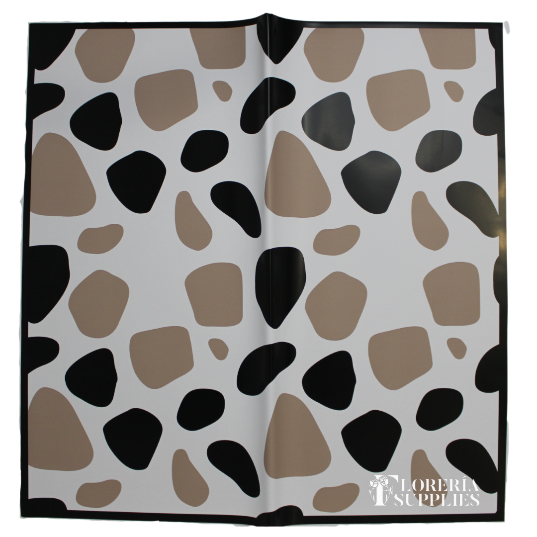 Brown Cow Print Floral Wrapping Paper