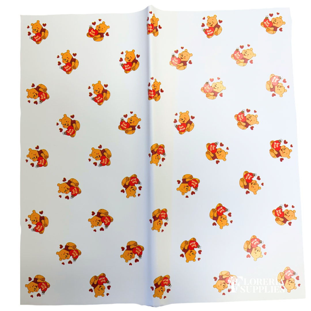 Winnie The Pooh White Floral Wrapping Paper