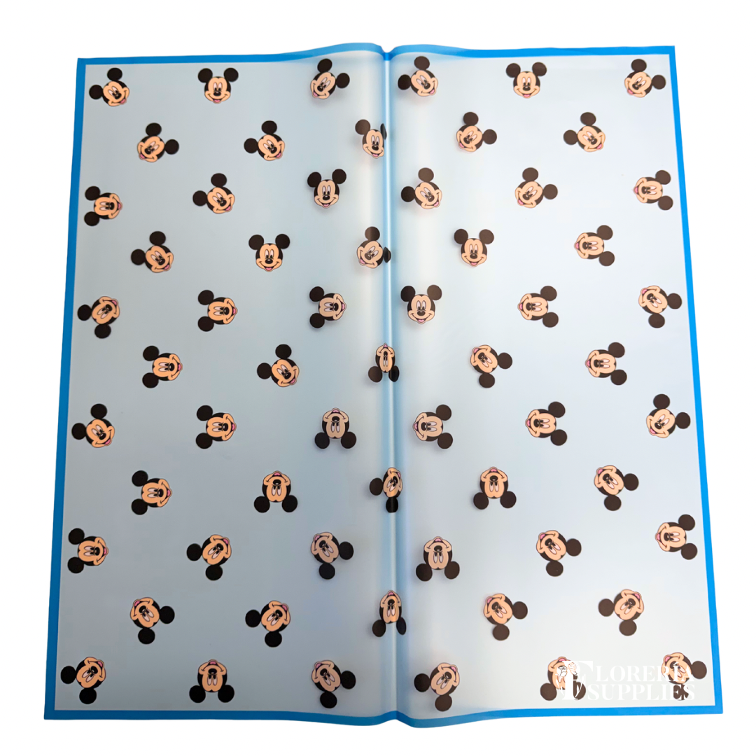 Mickey Mouse Blue Floral Wrapping Paper