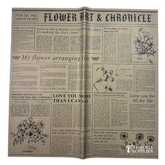 Solid Newspaper Print Brown Floral Wrapping Paper
