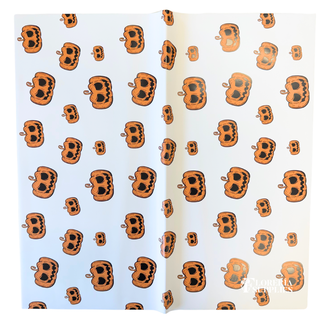 Pumpkin White Floral Wrapping Paper