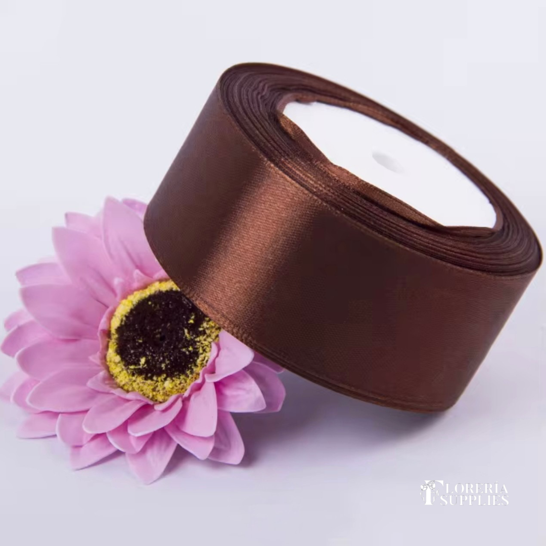 1.5” 25 Yard Single Sided Ribbon - Brown