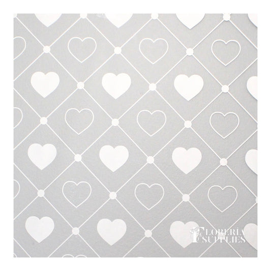 Heart Print Silver Floral Wrapping Paper