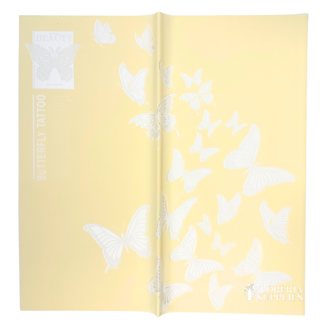 Yellow Butterfly Print Floral Wrapping Paper
