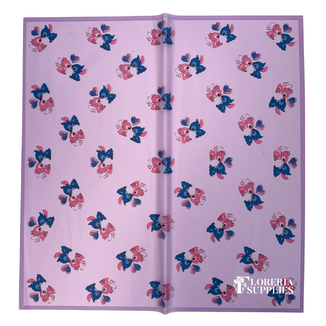 Stitch And Angel Purple Floral Wrapping Paper
