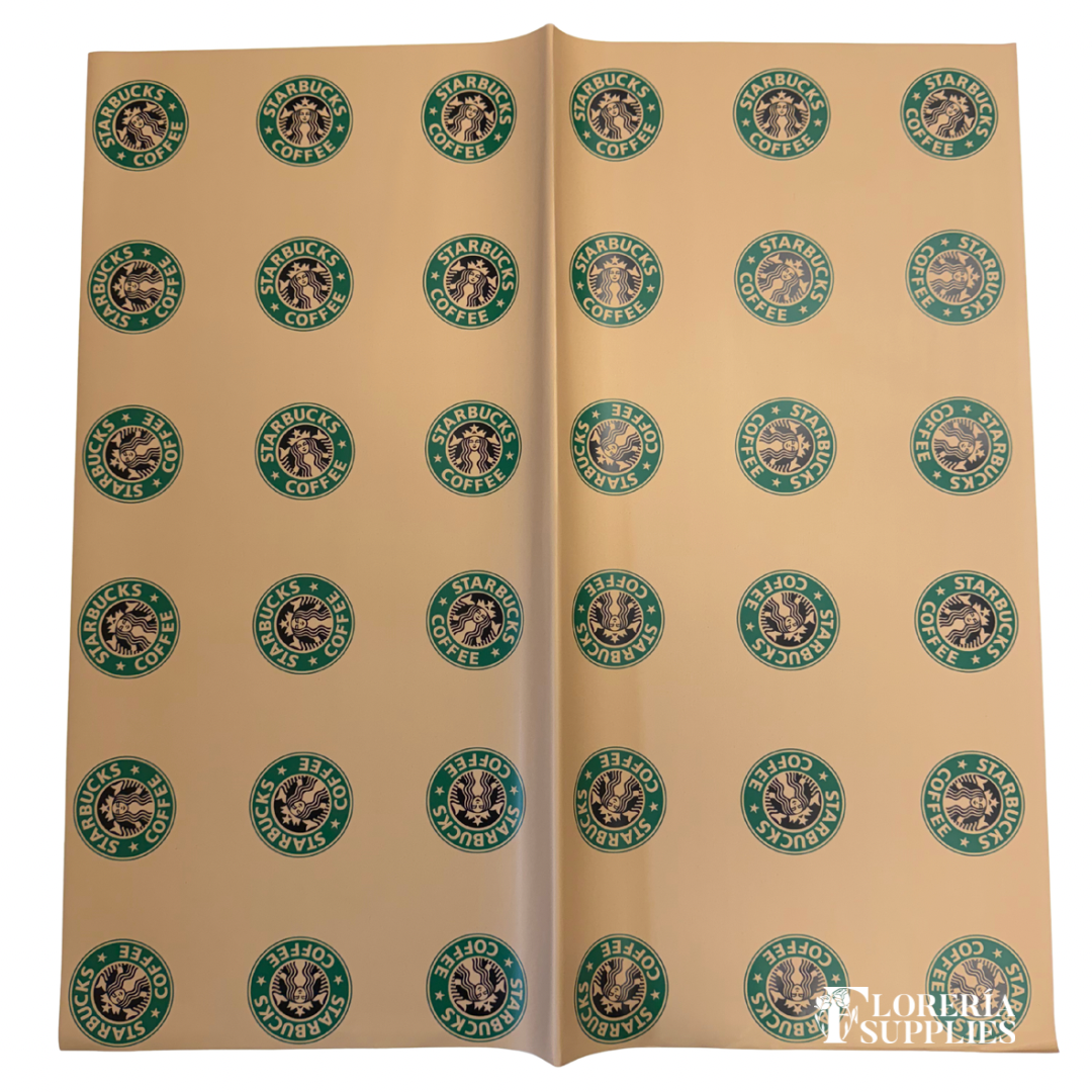 Starbucks Brown Floral Wrapping Paper